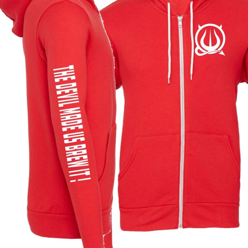Zipper Hoodie in red with white STA logos on front and back