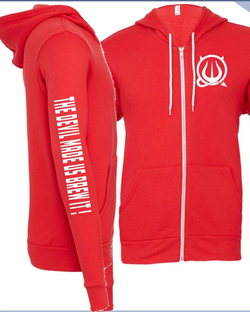 Zipper Hoodie in red with white STA logos on front and back